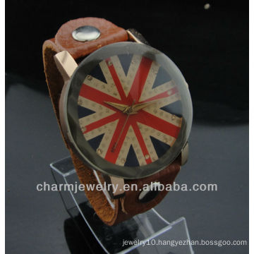 Wholesale Leather Watch Japan Quartz Movt Union jack watch WL-023